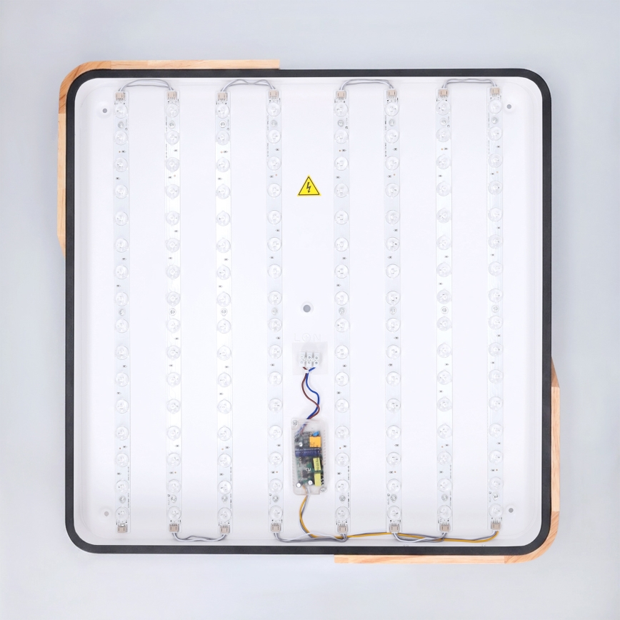 Brilagi - LED stmievateľné stropné svietidlo PILANA LED/60W/230V 3000-6500K dub/čierna 56x56 cm + diaľkové ovládanie