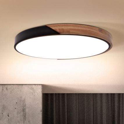 Brilagi - LED Stmievateľné stropné svietidlo PILANA LED/60W/230V 3000-6500K dub/čierna pr. 60 cm + diaľkové ovládanie