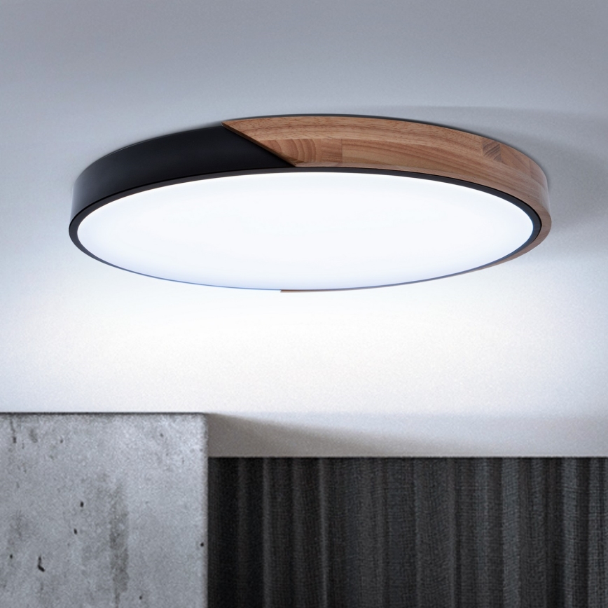 Brilagi - LED Stmievateľné stropné svietidlo PILANA LED/60W/230V 3000-6500K dub/čierna pr. 60 cm + diaľkové ovládanie