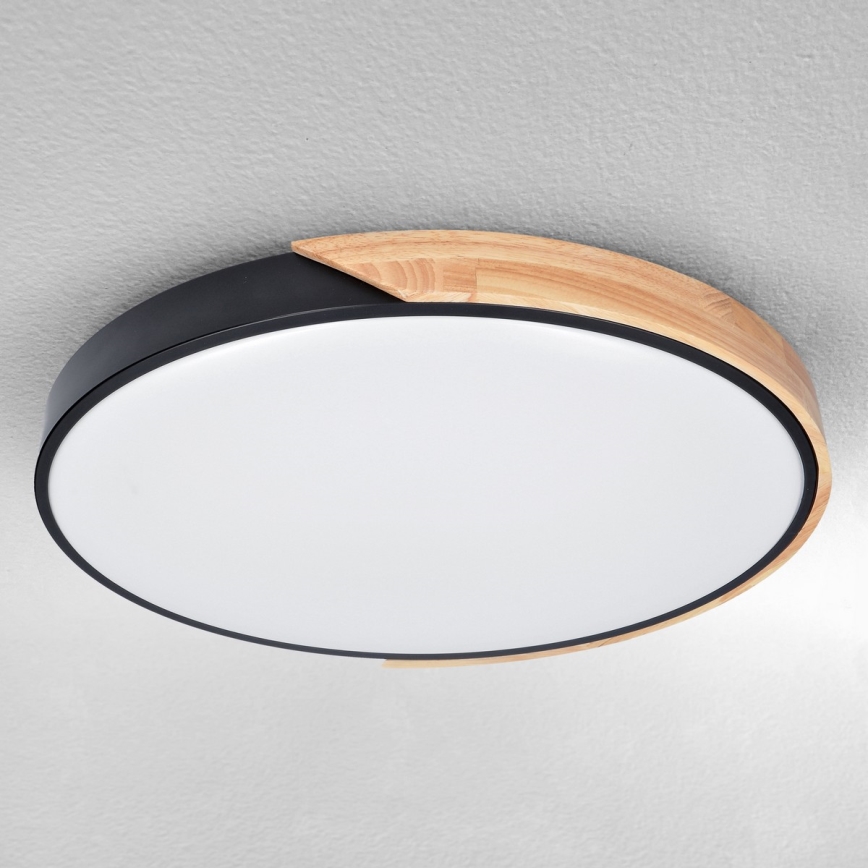 Brilagi - LED Stmievateľné stropné svietidlo PILANA LED/60W/230V 3000-6500K dub/čierna pr. 60 cm + diaľkové ovládanie
