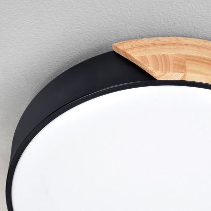 Brilagi - LED Stmievateľné stropné svietidlo PILANA LED/60W/230V 3000-6500K dub/čierna pr. 60 cm + diaľkové ovládanie