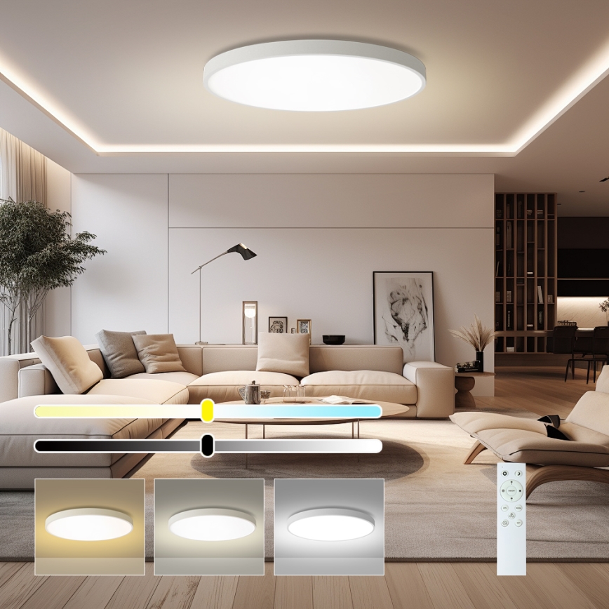 Brilagi - LED stmievateľné stropné svietidlo POOL SMART LED/128W/230V 3000-6000K priemer 100 cm Wi-Fi Tuya biela + diaľkové ovládanie