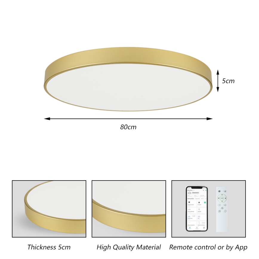 Brilagi - LED Stmievateľné stropné svietidlo POOL SMART LED/100W/230V 3000-6000K 80 cm zlaté Wi-Fi Tuya + diaľkové ovládanie