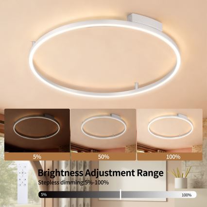 Brilagi - LED stmievateľné stropné svietidlo PORTOFINO LED/60W/230V 3000-6000K pr. 80 cm strieborné + diaľkové ovládanie