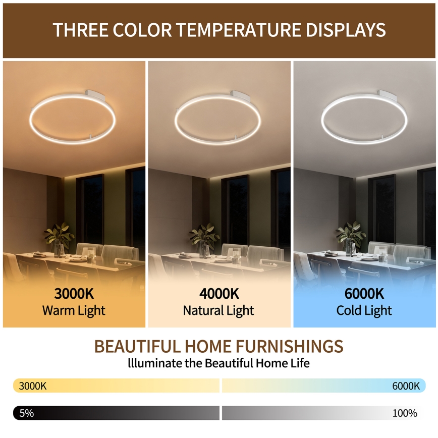 Brilagi - LED stmievateľné stropné svietidlo PORTOFINO LED/60W/230V 3000-6000K pr. 80 cm strieborné + diaľkové ovládanie