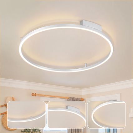 Brilagi - LED stmievateľné stropné svietidlo PORTOFINO LED/60W/230V 3000-6000K pr. 80 cm strieborné + diaľkové ovládanie