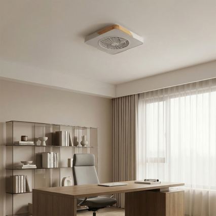 Brilagi - LED stmievateľné stropné svietidlo s ventilátorom LED/38W/230V 3000-6500K 3000-6500K 50x50 cm biela/dub + diaľkové ovládanie