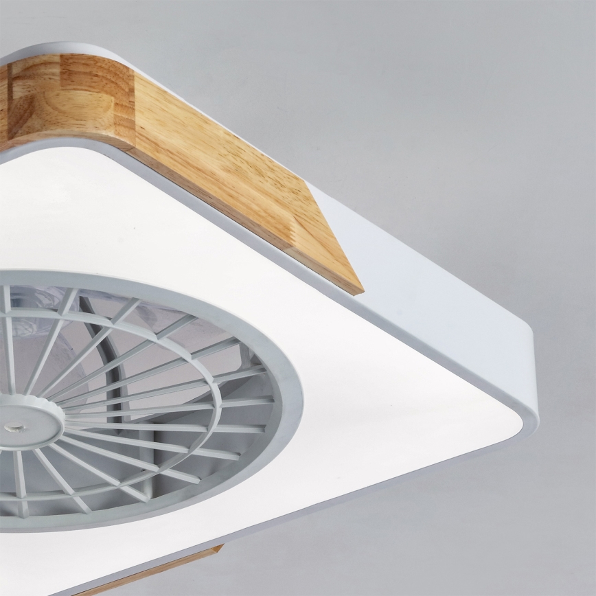 Brilagi - LED stmievateľné stropné svietidlo s ventilátorom LED/38W/230V 3000-6500K 3000-6500K 50x50 cm biela/dub + diaľkové ovládanie
