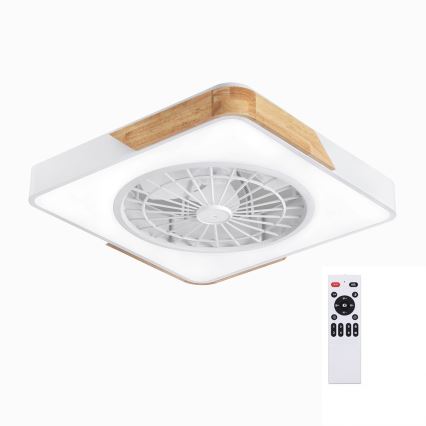 Brilagi - LED stmievateľné stropné svietidlo s ventilátorom LED/38W/230V 3000-6500K 3000-6500K 50x50 cm biela/dub + diaľkové ovládanie