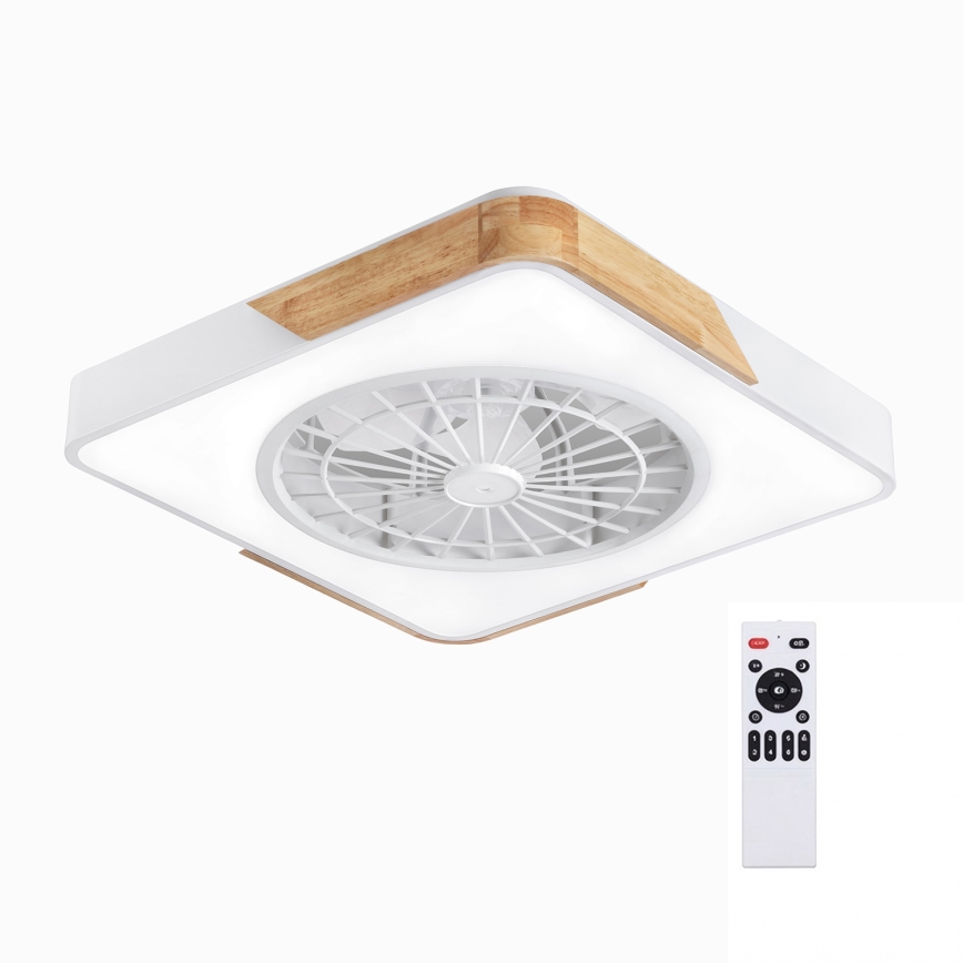 Brilagi - LED stmievateľné stropné svietidlo s ventilátorom LED/38W/230V 3000-6500K 3000-6500K 50x50 cm biela/dub + diaľkové ovládanie