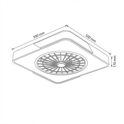 Brilagi - LED stmievateľné stropné svietidlo s ventilátorom LED/38W/230V 3000-6500K 3000-6500K 50x50 cm biela/dub + diaľkové ovládanie