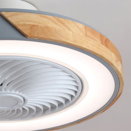 Brilagi - Stmievateľné LED stropné svietidlo s ventilátorom LED/38W/230V 3000-6500K 3000-6500K priemer 50 cm sivá/dub + diaľkové ovládanie