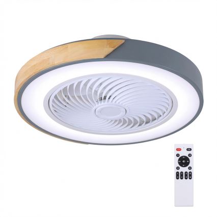 Brilagi - Stmievateľné LED stropné svietidlo s ventilátorom LED/38W/230V 3000-6500K 3000-6500K priemer 50 cm sivá/dub + diaľkové ovládanie