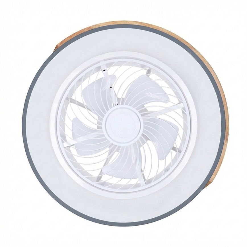 Brilagi - Stmievateľné LED stropné svietidlo s ventilátorom LED/38W/230V 3000-6500K 3000-6500K priemer 50 cm sivá/dub + diaľkové ovládanie