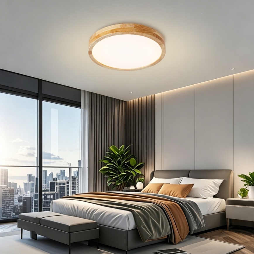 BRILAGI - LED stmievateľné stropné svietidlo WOODLINE LED/48W/230V 3000-6000K dub, priemer 40 cm + diaľkové ovládanie