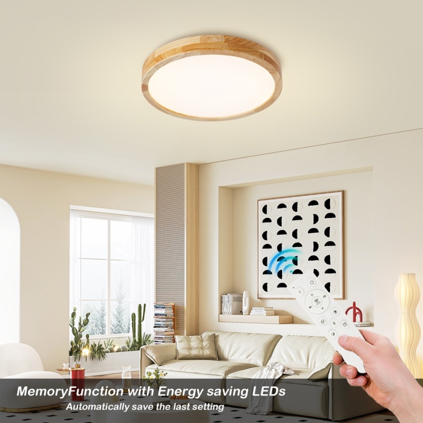 BRILAGI - LED stmievateľné stropné svietidlo WOODLINE LED/48W/230V 3000-6000K dub, priemer 40 cm + diaľkové ovládanie