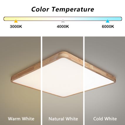 BRILAGI - LED Stmievateľné stropné svietidlo WOODLINE SQUARE LED/100W/230V 3000-6000K dub 80x80 cm + diaľkové ovládanie