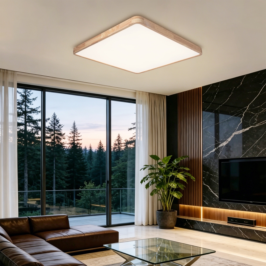 BRILAGI - LED Stmievateľné stropné svietidlo WOODLINE SQUARE LED/100W/230V 3000-6000K dub 80x80 cm + diaľkové ovládanie