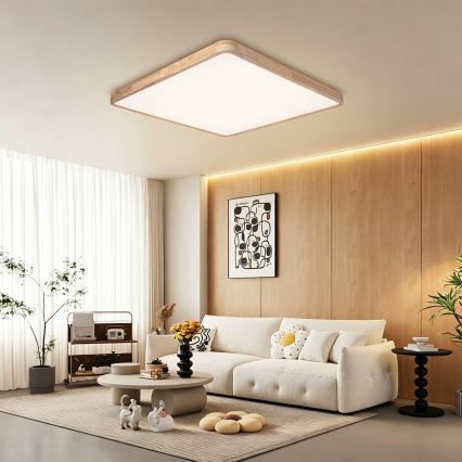 BRILAGI - LED stmievateľné stropné svietidlo WOODLINE SQUARE LED/180W/230V 3000–6000K dub 100×100 cm + diaľkové ovládanie