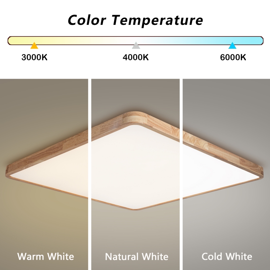 BRILAGI - LED stmievateľné stropné svietidlo WOODLINE SQUARE LED/180W/230V 3000–6000K dub 100×100 cm + diaľkové ovládanie