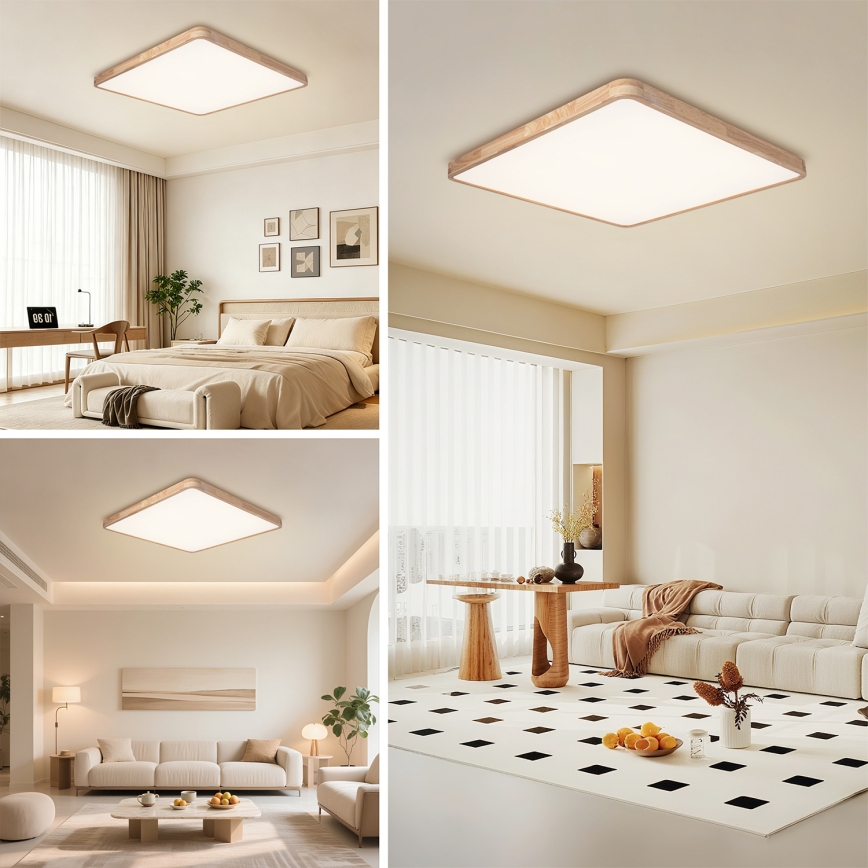 BRILAGI - LED stmievateľné stropné svietidlo WOODLINE SQUARE LED/180W/230V 3000–6000K dub 100×100 cm + diaľkové ovládanie