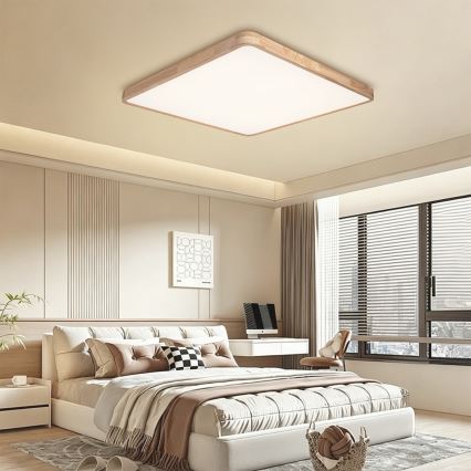 BRILAGI - LED stmievateľné stropné svietidlo WOODLINE SQUARE LED/180W/230V 3000–6000K dub 100×100 cm + diaľkové ovládanie