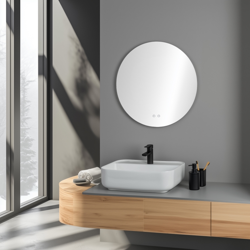 Brilagi - LED kúpeľňové vyhrievané zrkadlo DEMI ECO LED/12 W/230 V priemer 60 cm IP44 CRI 90 stmievateľné + CCT
