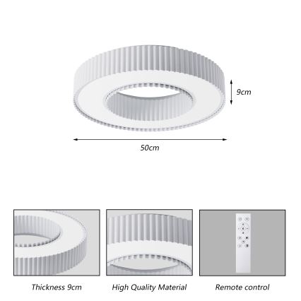 Brilagi - Stropné LED svietidlo LUMIX LED/48W/230V 3000-6000K biele pr. 50 cm + diaľkové ovládanie s možnosťou stmievania