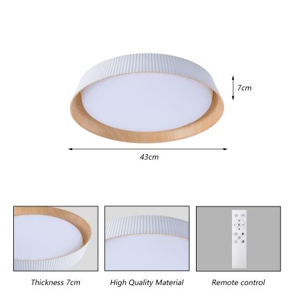 Brilagi - LED stmievateľné stropné svietidlo ORINO LED/54W/230V 3000-6000K biele, priemer 43 cm + diaľkové ovládanie