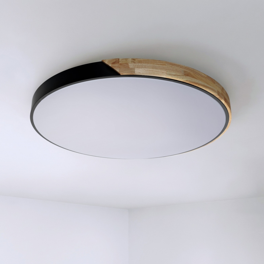 Brilagi - LED stmievateľné stropné svietidlo PILANA LED/72W/230V 3000-6500K dub/čierna priemer 80 cm + diaľkové ovládanie