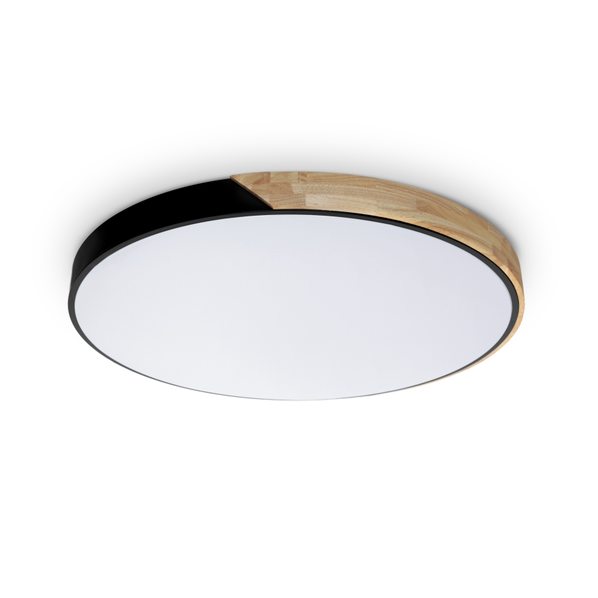Brilagi - LED stmievateľné stropné svietidlo PILANA LED/72W/230V 3000-6500K dub/čierna priemer 80 cm + diaľkové ovládanie