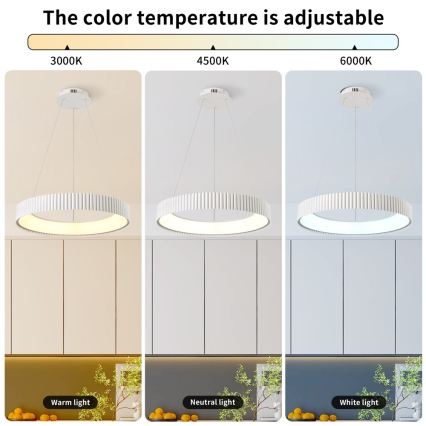 BRILAGI - LED Stmievateľný závesný luster na lankách FALCON MODERN LED/54W/230V 3000-6000K pr. 60 cm biela + diaľkové ovládanie