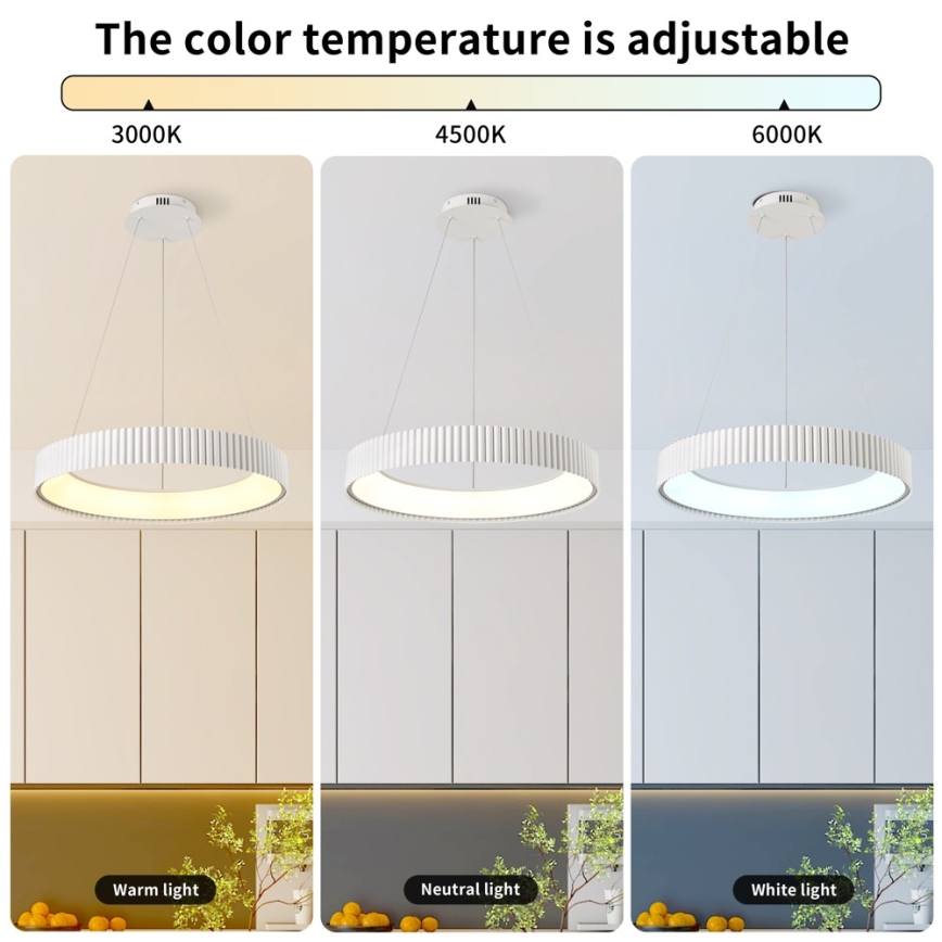 BRILAGI - LED Stmievateľný závesný luster na lankách FALCON MODERN LED/54W/230V 3000-6000K pr. 60 cm biela + diaľkové ovládanie