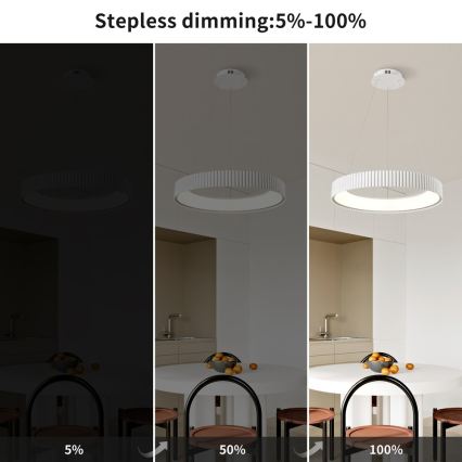 BRILAGI - LED Stmievateľný závesný luster na lankách FALCON MODERN LED/54W/230V 3000-6000K pr. 60 cm biela + diaľkové ovládanie
