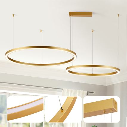 Brilagi - Stmievateľný LED luster na lanku PORTOFINO LED/98W/230V 3000-6000K zlatá + diaľkové ovládanie
