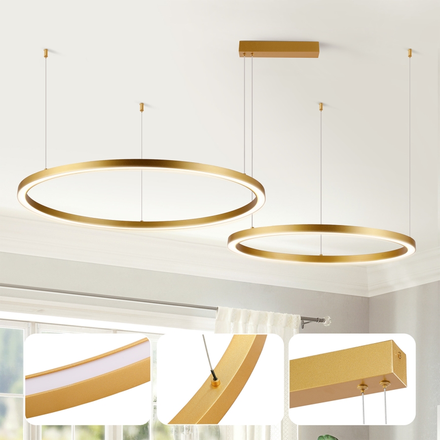 Brilagi - Stmievateľný LED luster na lanku PORTOFINO LED/98W/230V 3000-6000K zlatá + diaľkové ovládanie
