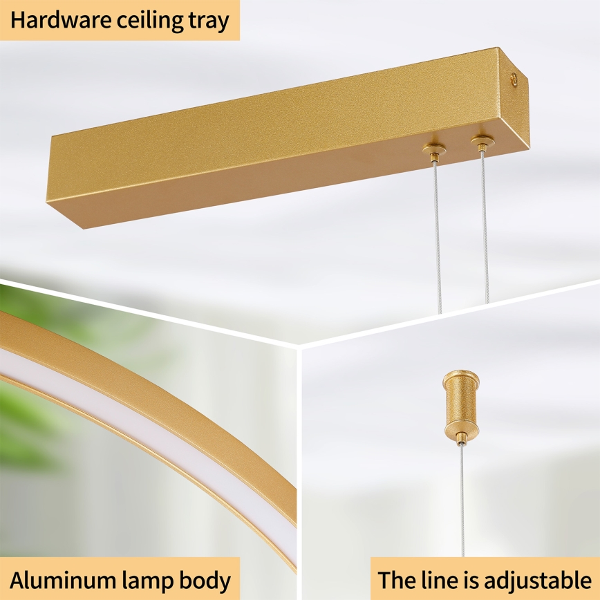 Brilagi - Stmievateľný LED luster na lanku PORTOFINO LED/98W/230V 3000-6000K zlatá + diaľkové ovládanie