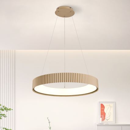 Brilagi - LED stmievateľný závesný luster na lane FALCON MODERN LED/54W/230V 3000-6500K priemer 60 cm béžová + diaľkové ovládanie