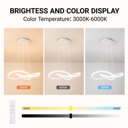 BRILAGI - stmievateľný LED luster na lane INFINITY LED/55W/230V 3000-6000K 50x50 cm biela + diaľkové ovládanie