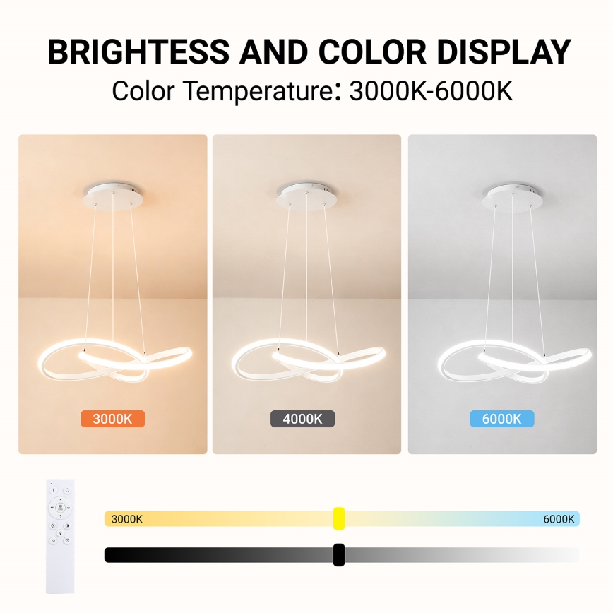 BRILAGI - stmievateľný LED luster na lane INFINITY LED/55W/230V 3000-6000K 50x50 cm biela + diaľkové ovládanie