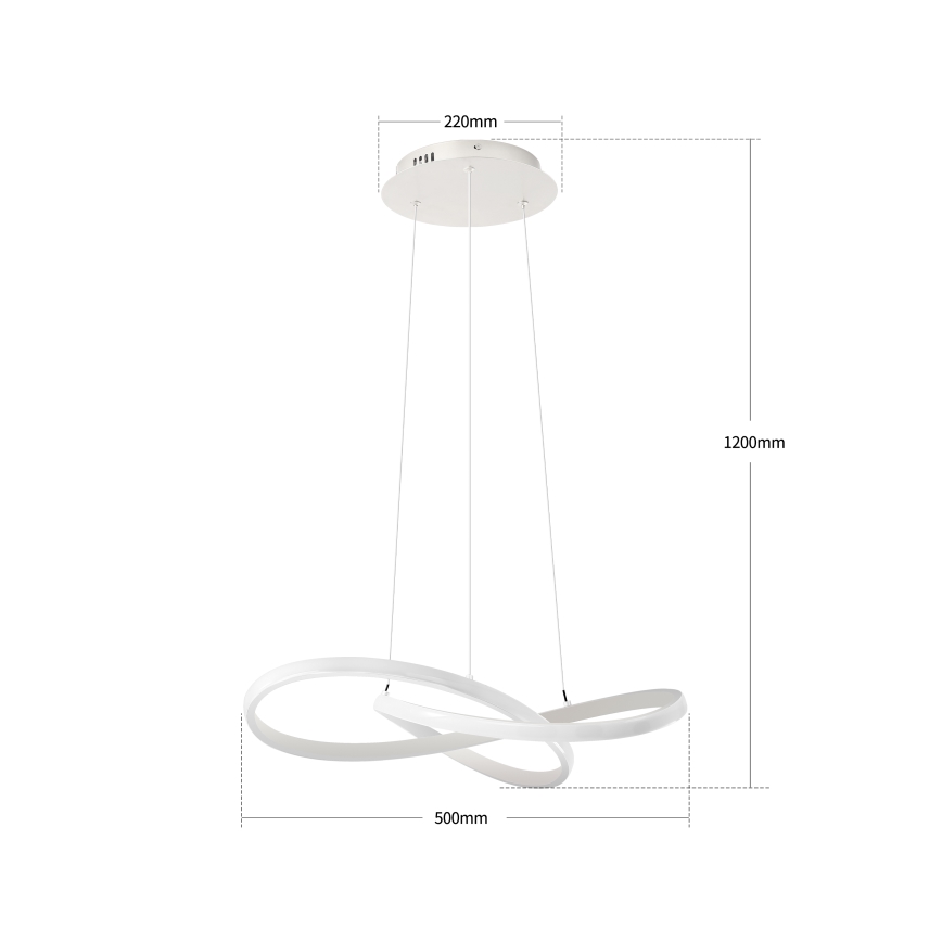Brilagi - stmievateľný LED luster na lane INFINITY LED/55W/230V 3000-6000K 50x50 cm biela + diaľkové ovládanie