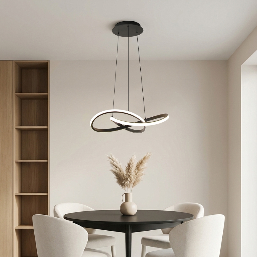 Brilagi - LED stmievateľný luster na lanku INFINITY LED/55W/230V 3000-6000K 50x50 cm čierna + diaľkové ovládanie