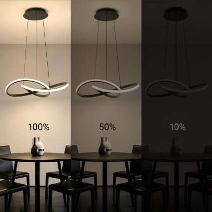 Brilagi - LED stmievateľný luster na lanku INFINITY LED/55W/230V 3000-6000K 50x50 cm čierna + diaľkové ovládanie