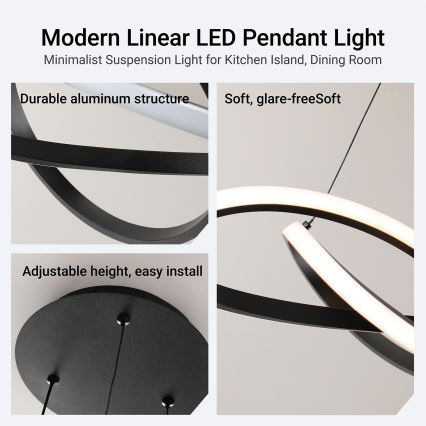 Brilagi - LED stmievateľný luster na lanku INFINITY LED/55W/230V 3000-6000K 50x50 cm čierna + diaľkové ovládanie