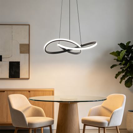 Brilagi - LED stmievateľný luster na lanku INFINITY LED/55W/230V 3000-6000K 50x50 cm čierna + diaľkové ovládanie