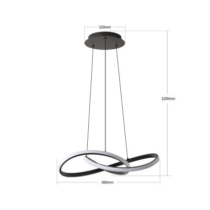 Brilagi - LED stmievateľný luster na lanku INFINITY LED/55W/230V 3000-6000K 50x50 cm čierna + diaľkové ovládanie