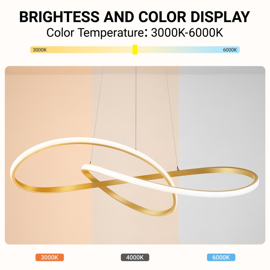 BRILAGI - LED stmievateľný luster na lanku INFINITY LED/80W/230V 3000-6000K 80x80 cm zlatý + diaľkové ovládanie