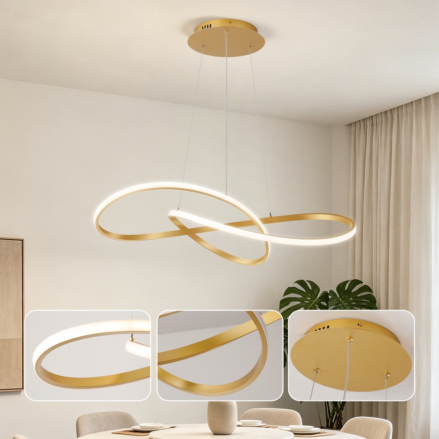 BRILAGI - LED stmievateľný luster na lanku INFINITY LED/80W/230V 3000-6000K 80x80 cm zlatý + diaľkové ovládanie
