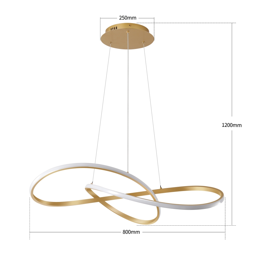 Brilagi - LED stmievateľný luster na lanku INFINITY LED/80W/230V 3000-6000K 80x80 cm zlatý + diaľkové ovládanie