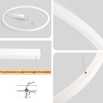 Brilagi - LED luster PORTOFINO na lane, stmievateľný, LED/60W/230V 3000-6000K pr. 80 cm biela + diaľkové ovládanie